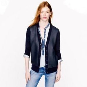 J. Crew Leather and merino wool cardigan